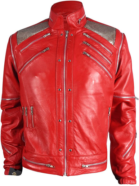 Men Supreme Red Biker Fashion Leather Jacket L