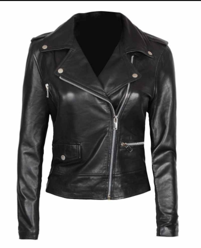 Womens Black Asymmetrical Leather Moto Jacket - Kara Hub